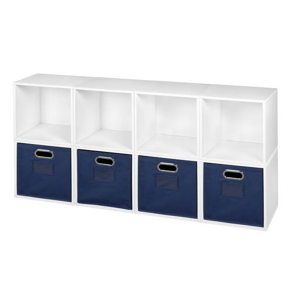 Noble Connect Storage Set - 8 Cubes and 4 Canvas Bins- White Wood Grain ...
