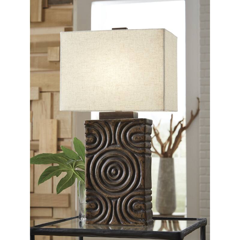 Signature Design by Ashley Heathbury Brown Table Lamp - 15" W x 10" D x 29" H