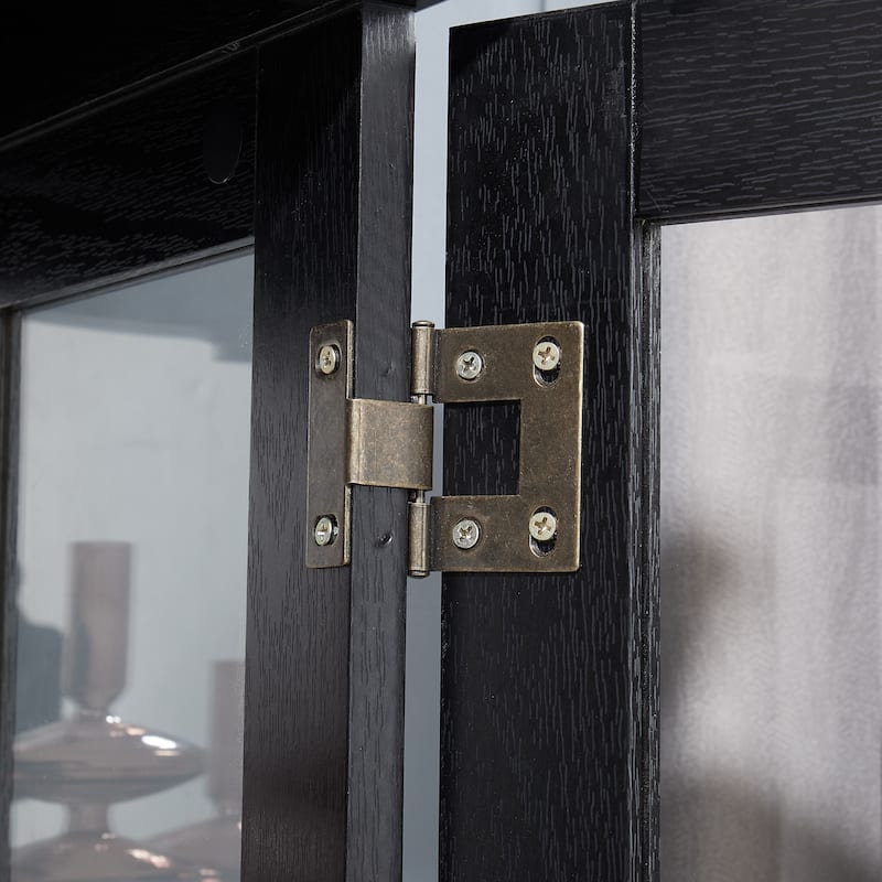 Elegant Lighted Glass Curio Display Cabinet Wooden Frame Storage Includes Light Bulb Ideal for Wine, Toys & Collectibles