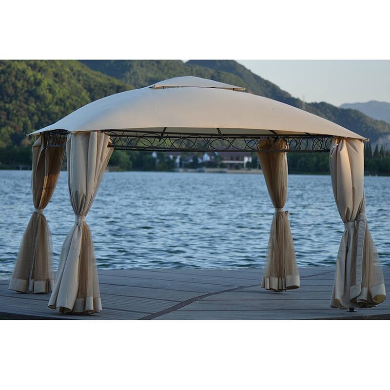 Outdoor BBQ Gazebo Tent with UV Protection, Beige