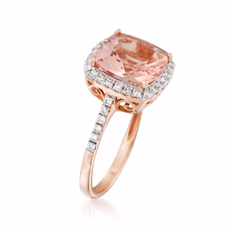 14kt Rose Gold Morganite and Diamond Ring