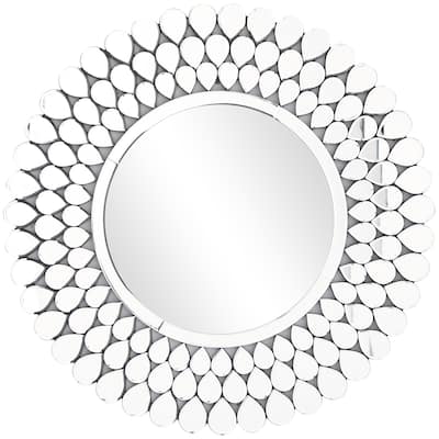 Glass Starburst Room Wall Mirror with Teardrop Embellishment - Silver - Roche River Decor