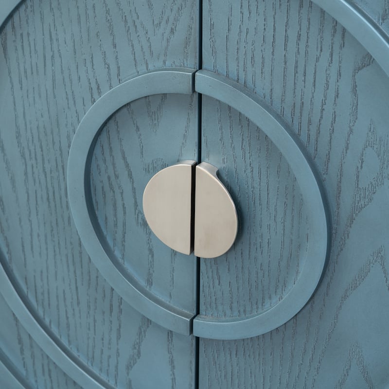 Retro Sideboard door with Circular Groove Design Round Metal Door Handle for Entrance, Dinning Room, Living Room