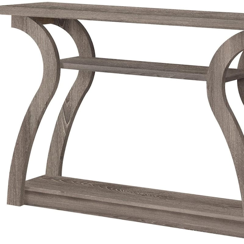 HomeRoots 47" Taupe Floor Shelf Console Table With Storage - 47.25 in. x 32.00 in. x 11.50 in.