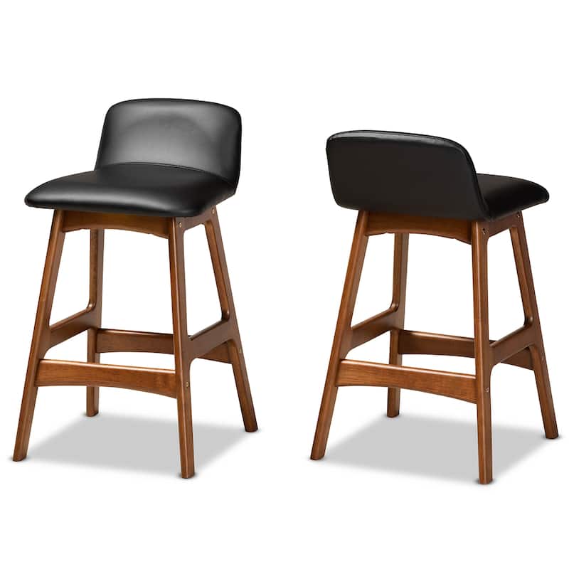Darrin Mid-Century Modern 2-PC Counter Stool Set - Black