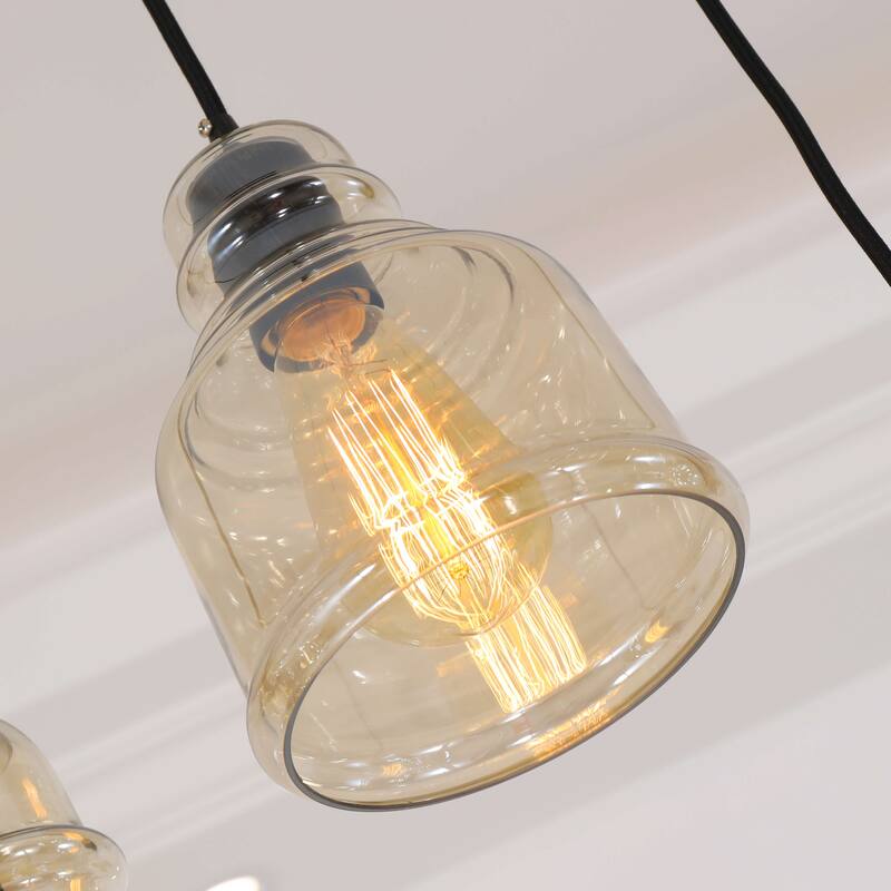 Mariana 3-Light Cognac Glass Cluster Pendant in Antique Black Finish