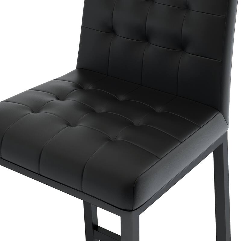 Modern High Bar Stools Set of 2, Kitchen Stool Island with PU Backrest, Gaming Chair with Metal Legs and Footstool
