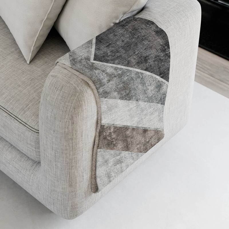 Premium Machine Washable Casual Contemporary Sherpa Throw Blanket - Gray - 4'2" x 5'10"