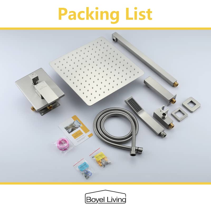 3-Function 12-In Wall Mounted Shower System with Tub Faucet