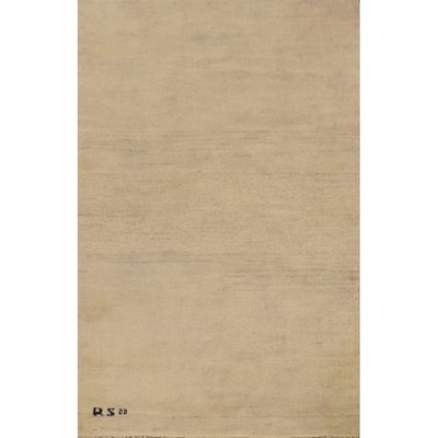 Gabbeh Modern Foyer Rug Handmade Solid Wool Carpet - 2'8"x 4'1"