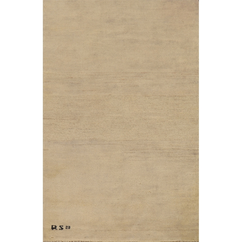 Gabbeh Modern Foyer Rug Handmade Solid Wool Carpet - 2'8"x 4'1"