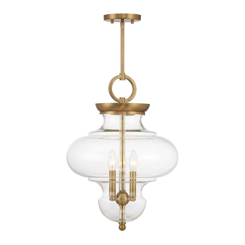 Warm Brass Three Light Pendant from the Bergdorf Collection
