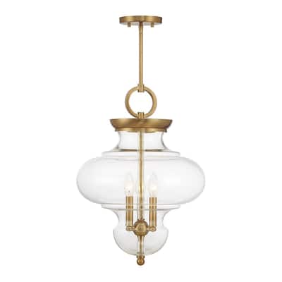 Warm Brass Three Light Pendant from the Bergdorf Collection