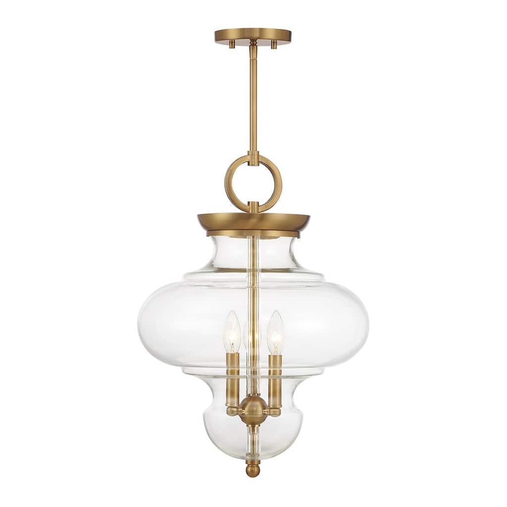 Warm Brass Three Light Pendant from the Bergdorf Collection