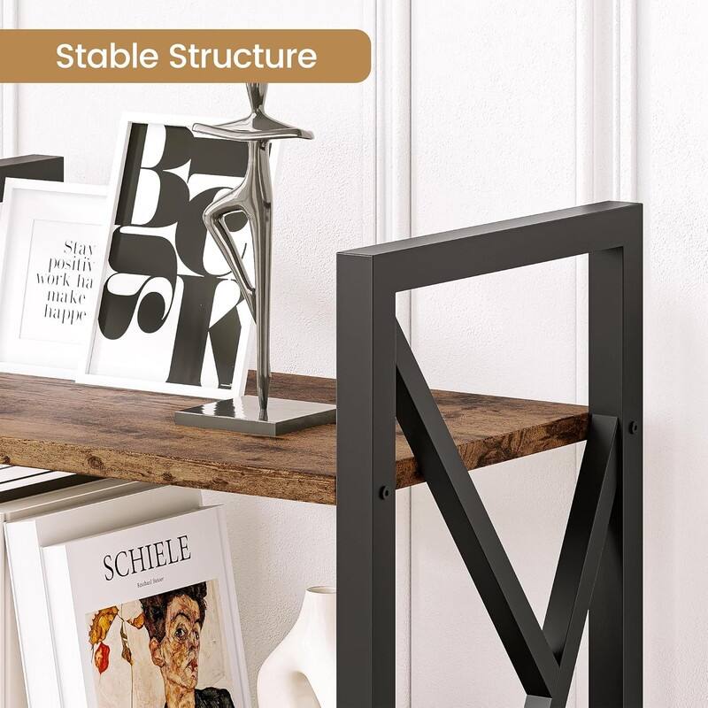 Triple Wide 5 Tier Book shelf,with Open Display Shelves