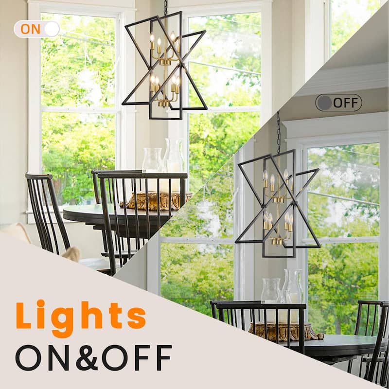 8 -Lights Candle Dimmable Two Tiers Rectangle Chandeliers