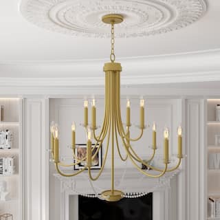 Acroma 12 Lights Dimmable Modern Gold Chandelier
