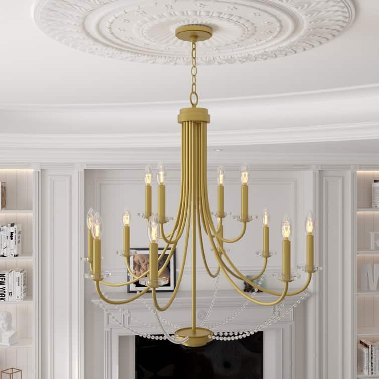 Acroma 12 Lights Dimmable Modern Gold Chandelier