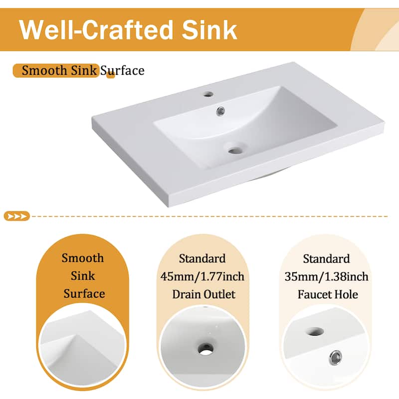 Malwee 24"/30"/36"/48"/60" Bathroom Vanity with Sink, FreeStanding Vanity with Soft Close Door and Drawer