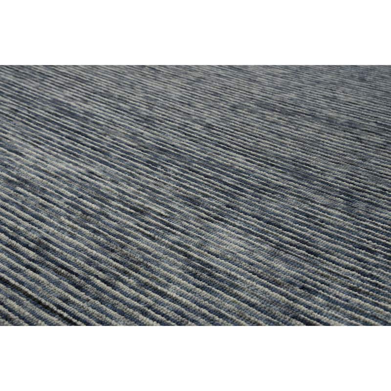 Alora Decor Laine Blue and Beige Stripe Hand-tufted Wool Rug