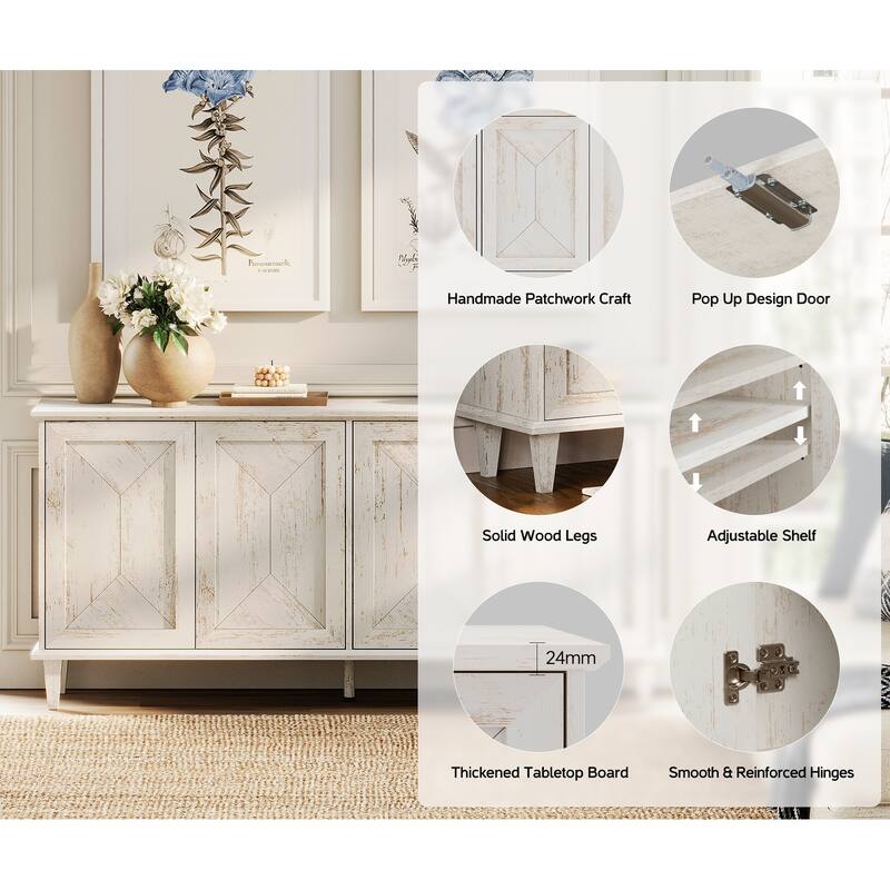 Large Buffet Cabinet with Handcrafted Pop-Up Doors for Dining Room