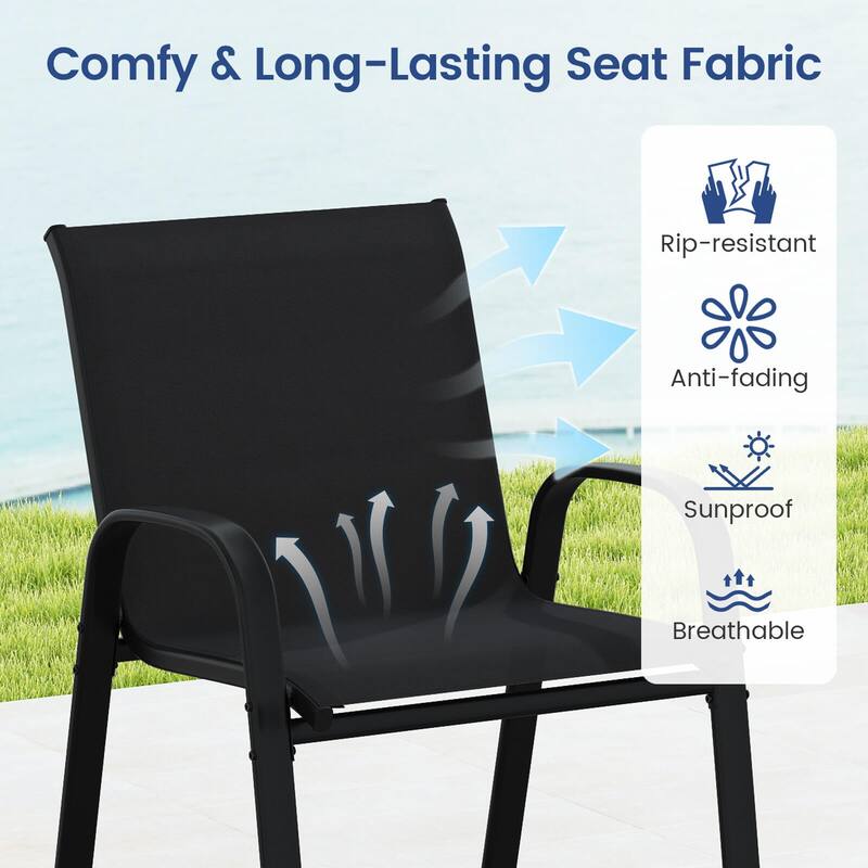 Costway 3 PCS Outdoor Bar Set Bar Height Table & Armchairs with - See Details