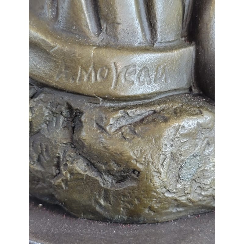 Angelic Young Boy Child Holding Apple Bronze Statue Sculpture Figure 14 Inches X 6 Inches