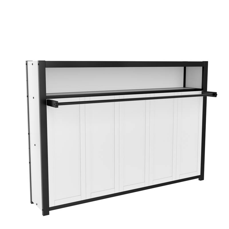 Roomfitters Twin Size Metal Murphy Bed with Shelves, Foldable Wall Bed Frame with Space-Saving Design
