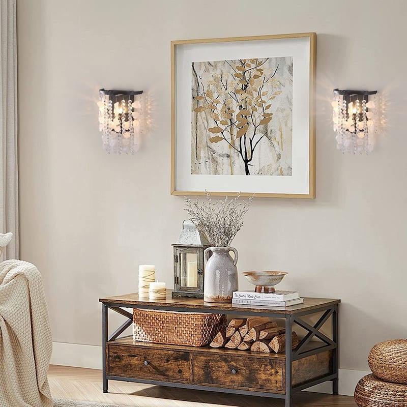 1 - Light Contemporary Wall Sconce with Crystal and Stone Embellishments - Matte black