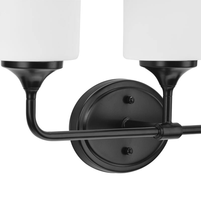Lynzie Collection Three-Light Matte Black Etched Opal Glass Modern Bath Vanity Light - 23.875 in x 5.625 in x 11.125 in