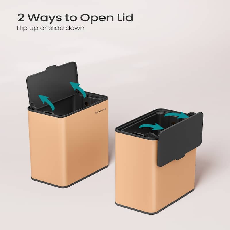 2.1 Gallon Hanging Trash Can with Lid for Kitchen Cabinet Wall Mounted or Countertop Use