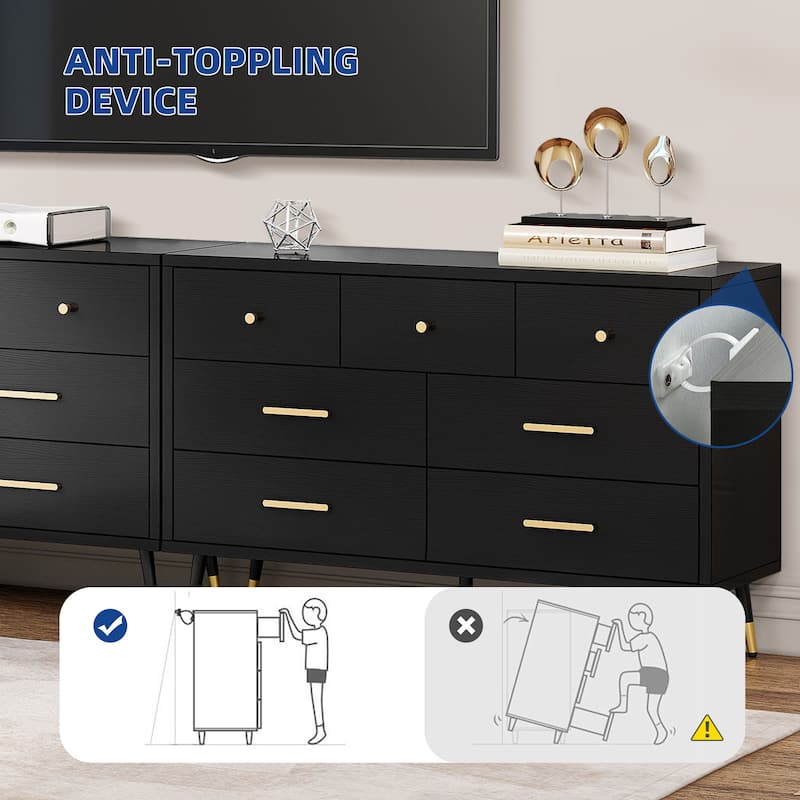Moasis Modern 6 Drawers/7 Drawer Chest of Drawer Double Dresser