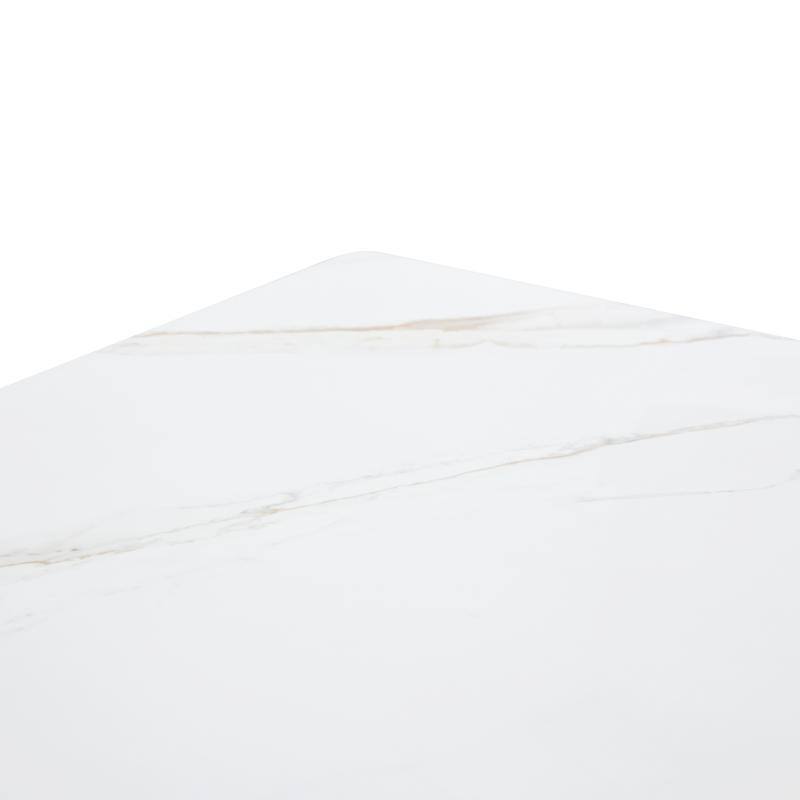 Zayle Series Modern Rectangular Dining Table 55"-71" with Glass or Sintered Stone Top and Powder-Coated Steel Base