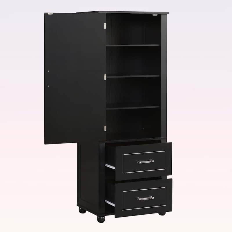 Tall Bathroom Storage Cabinet with Adjustable Shelves and Two Drawers,for Durability and Style