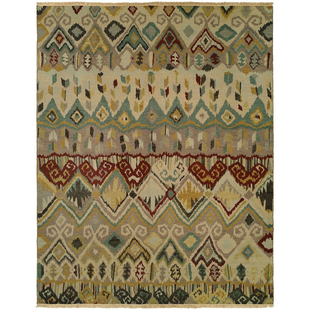 Transitional Multi-Colored Flatweave Wool Area Rug