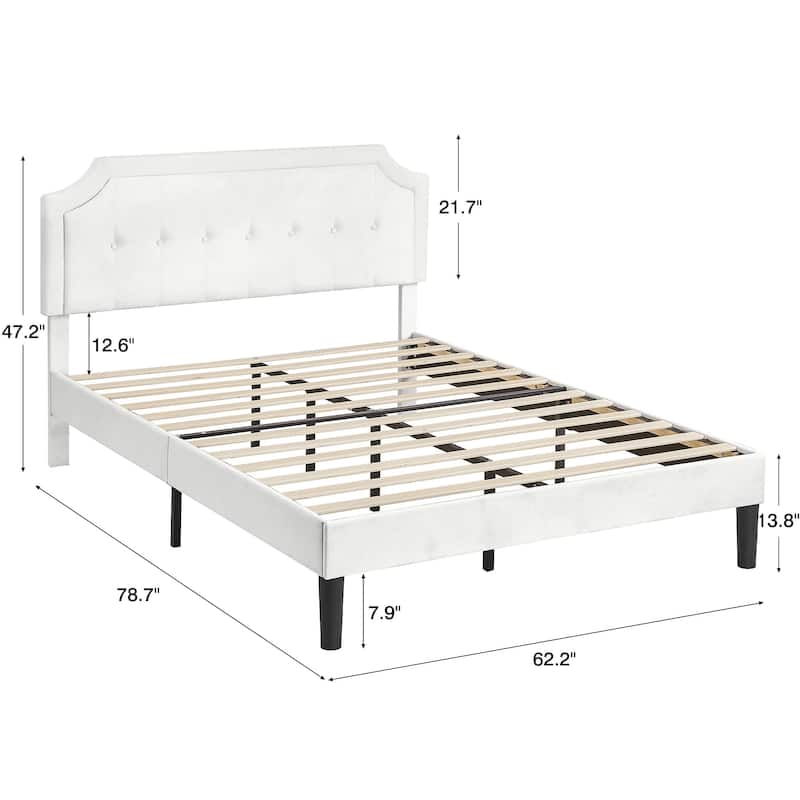 VECELO Adjustable Height Upholstered Platform Bed Button Tufted Headboard with Under Bed Storage No Box Spring Needed Bed Frame