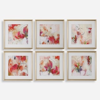 Uttermost Fresh Start Red Abstract Prints, Set of 6