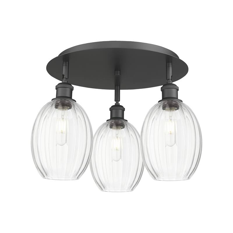 Innovations Lighting Endless Possibilities Ballston - Preston - 3 Light 18" Bulb Shade Flush Mount - Clear/Matte Black