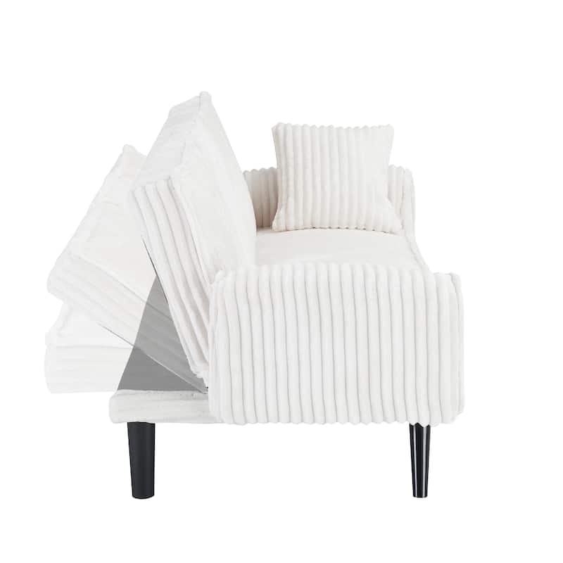 Corduroy Loveseat Sofa with 2 Cup Holder Lounge Couch, Adjustable Backrest Sleeper Sofa Bed for Living Room Recliner Sofa