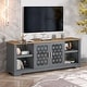 preview thumbnail 13 of 30, 70 in. Rustic Decorative Floral Door TV Stand for up to 80" TVs Ash Grey/White