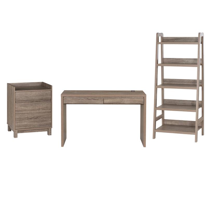 Linon Dublin Mission Grey 3 Piece Office Set including desk