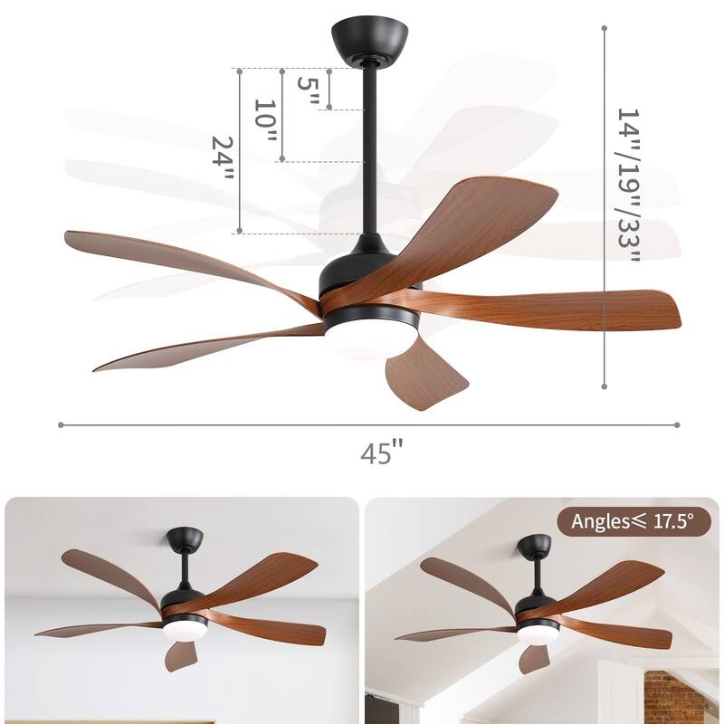 45/52 Inch Ceiling Fan with Remote & Lights Quiet DC Motor 5 Blade High CFM Modern Fan