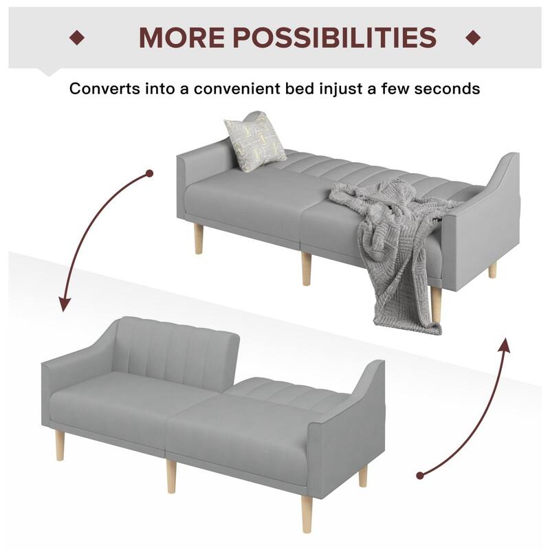 74.02" Modern Velvet Sofa Bed with Adjustable Backrest