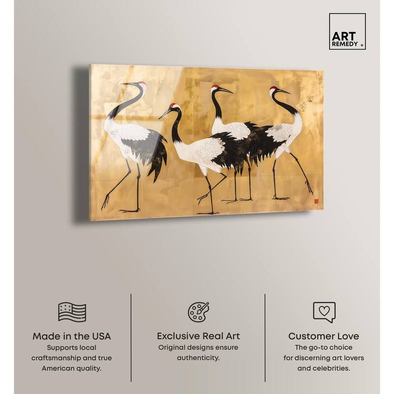 Birds of Gold Acrylic by Art Remedy, Ready to Hang
