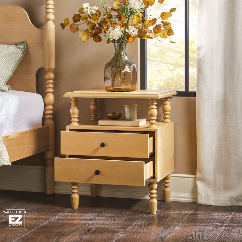 Walker Edison Easy Assembly Solid Wood 2-Drawer Nightstand