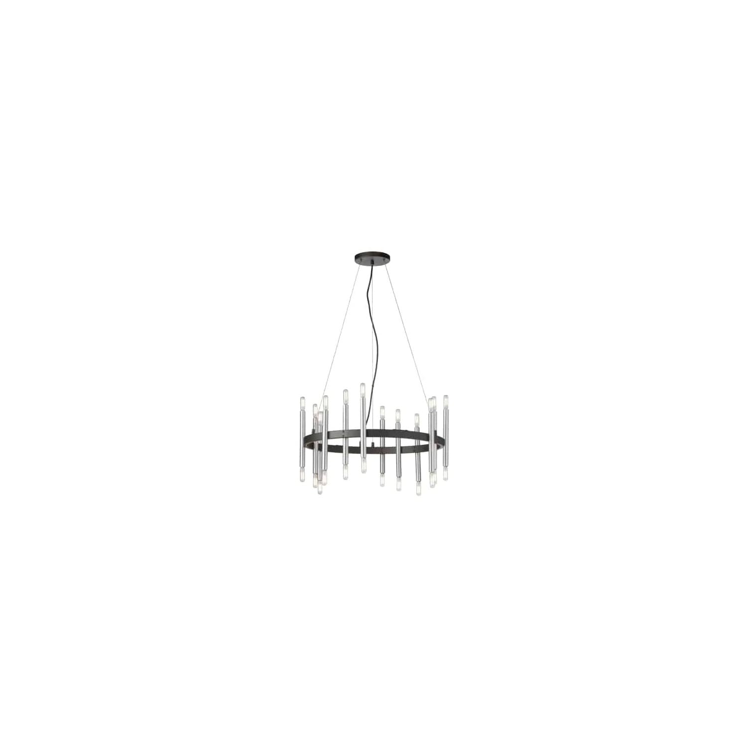 24 Light Chandelier - Matte Black & Chrome Finish - Modern Ceiling Light Fixture - 9.5
