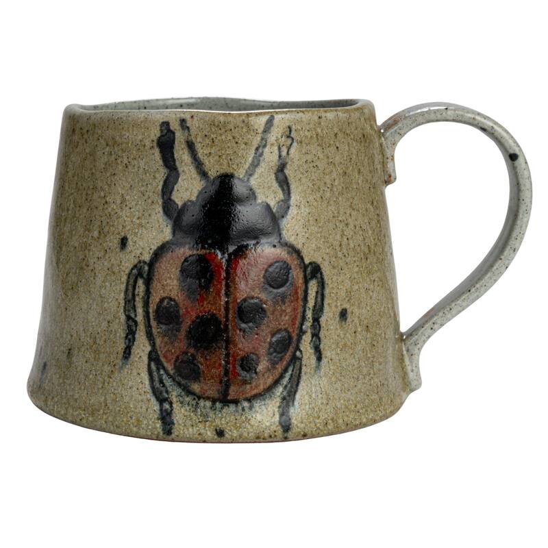 Stoneware Mug Set with Insect and Bird Designs - 5.8"L x 4.0"W x 3.6"H