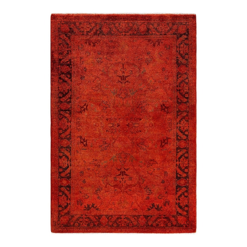 Contemporary Overdyed Wool Hand Knotted Area Rug - 4' 1" x 6' 1"
