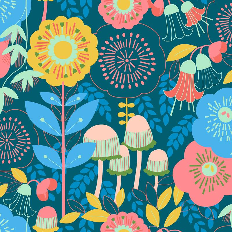 Megan Carter Dream Garden Teal Peel and Stick Wallpaper