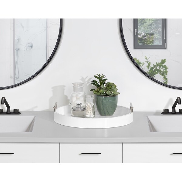 Kate and Laurel Lipton Round Decorative Tray with Metal Handles. Opens flyout.